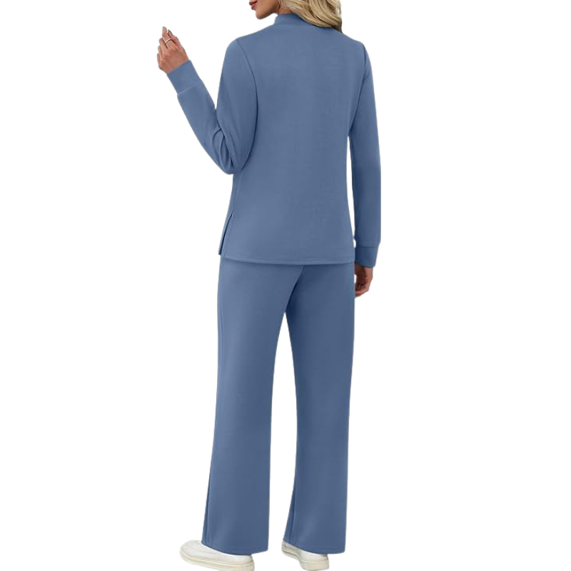 Two Piece Travel Ready Lounge Outfit With Long Sleeve Top And Loose Pants For Women - Image 11