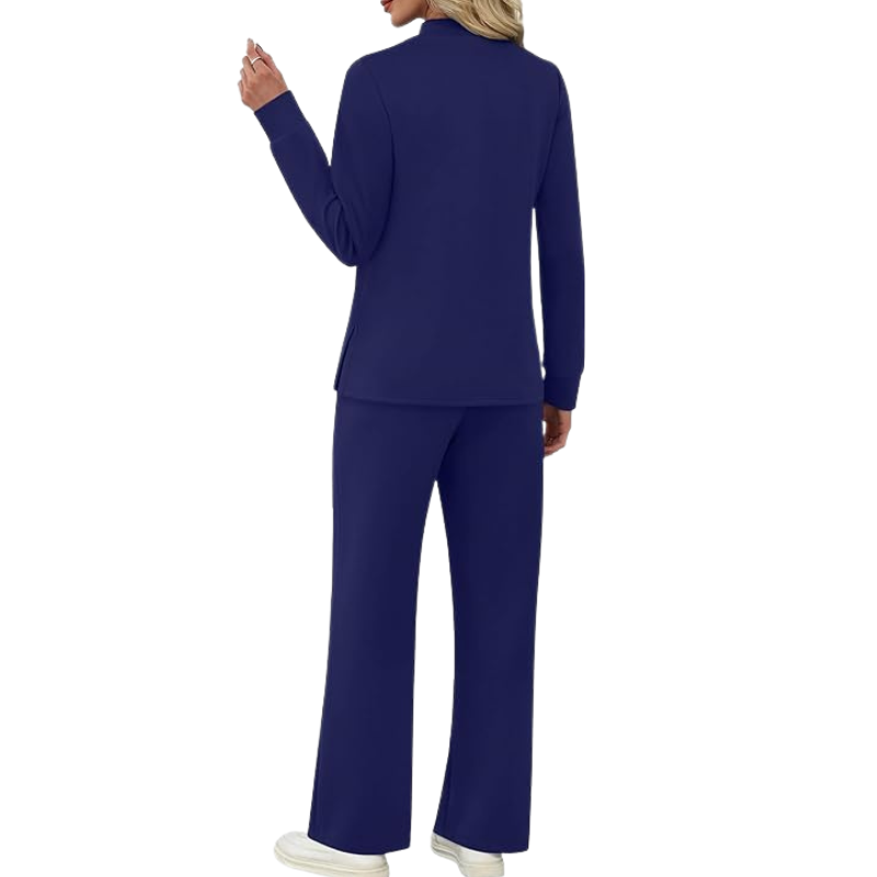 Two Piece Travel Ready Lounge Outfit With Long Sleeve Top And Loose Pants For Women - Image 7