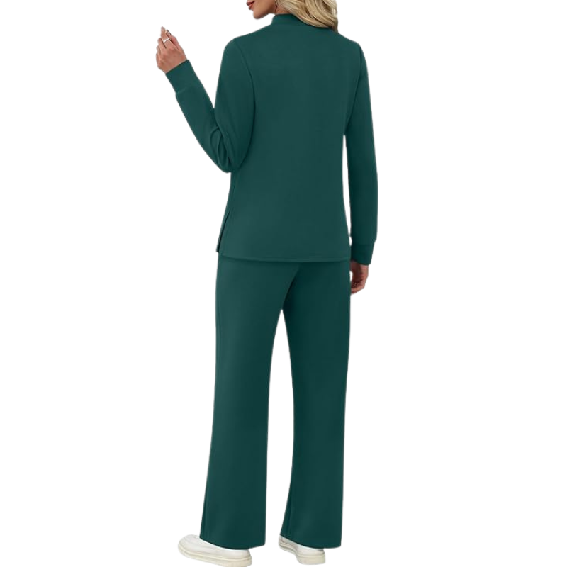 Two Piece Travel Ready Lounge Outfit With Long Sleeve Top And Loose Pants For Women - Image 21
