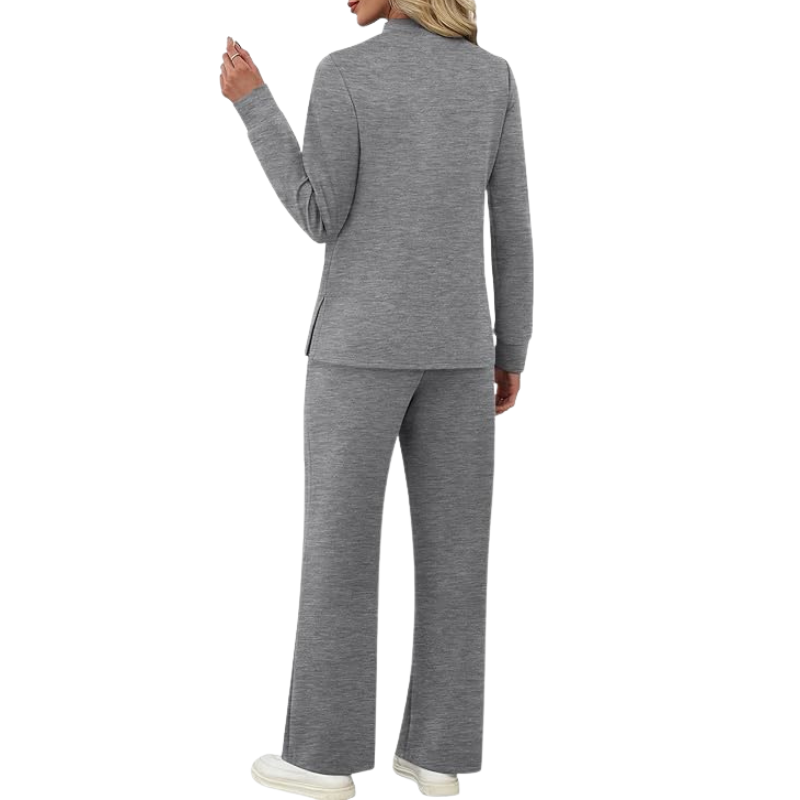 Two Piece Travel Ready Lounge Outfit With Long Sleeve Top And Loose Pants For Women - Image 17