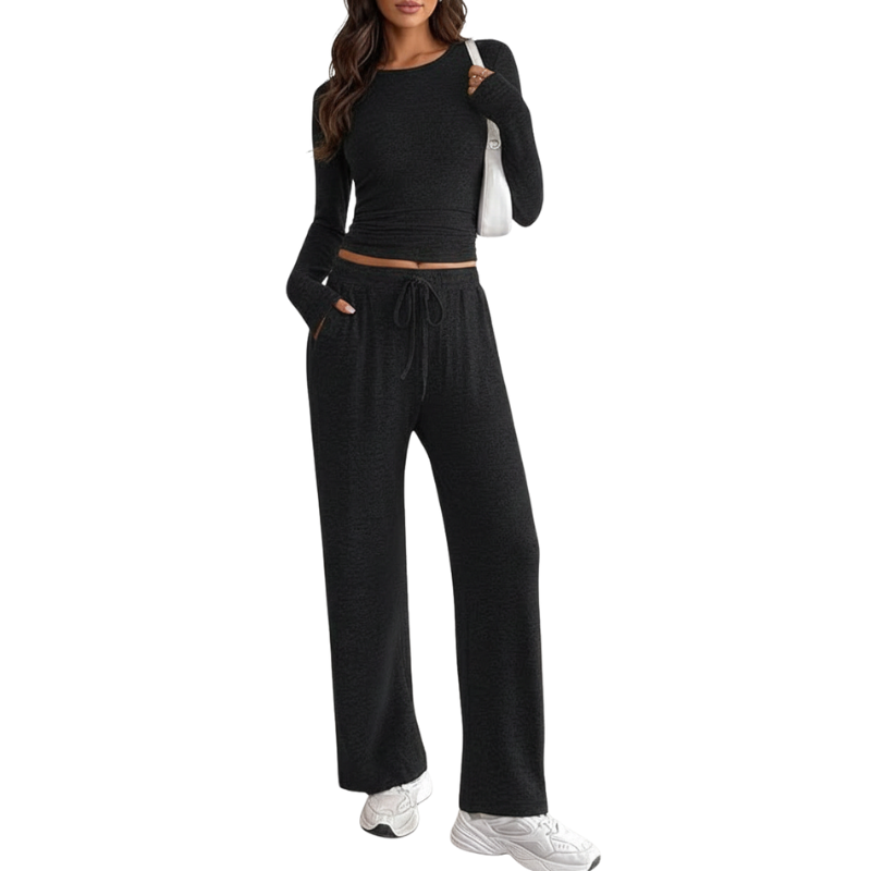 Two Piece Matching Knit Lounge Set For Travel And Vacation For Women