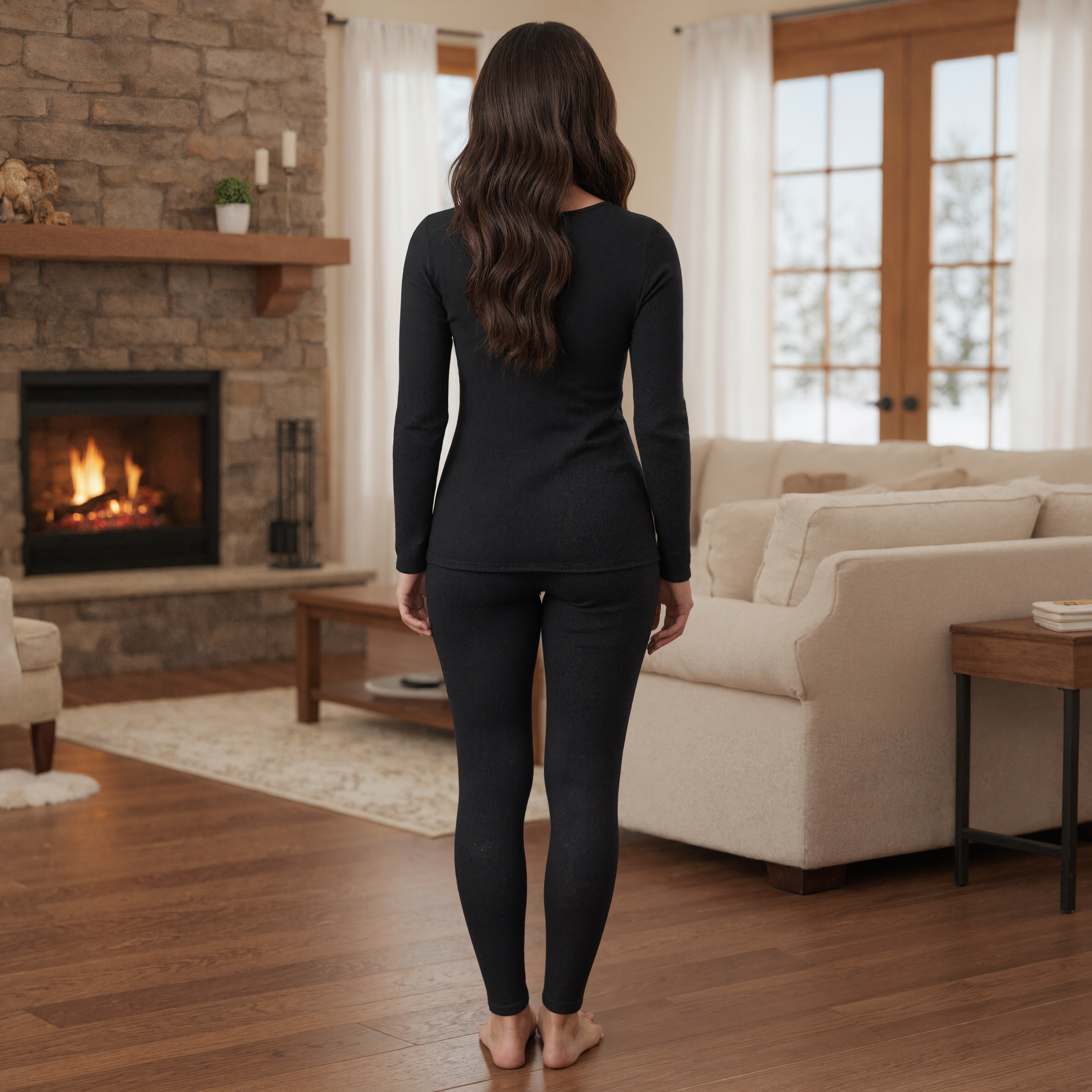 Micro Waffle Thermal Underwear Set For Cold Weather For Women - Image 2