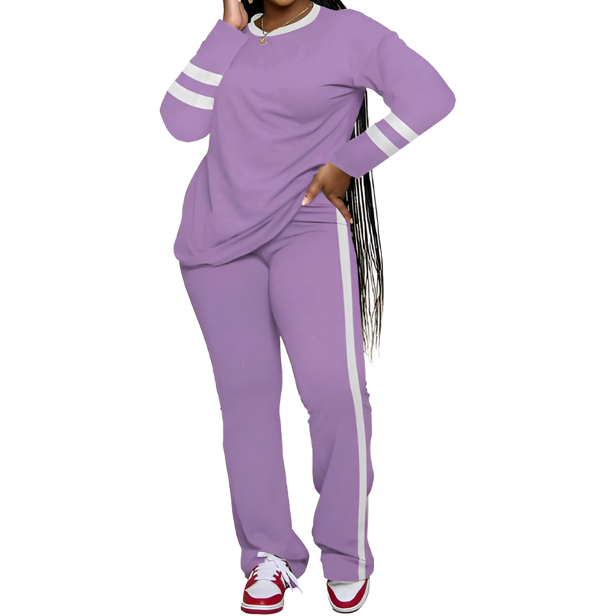 Two Piece Lounge Sets For Women With Long Sleeve Casual Top And Flare Pants - Image 40