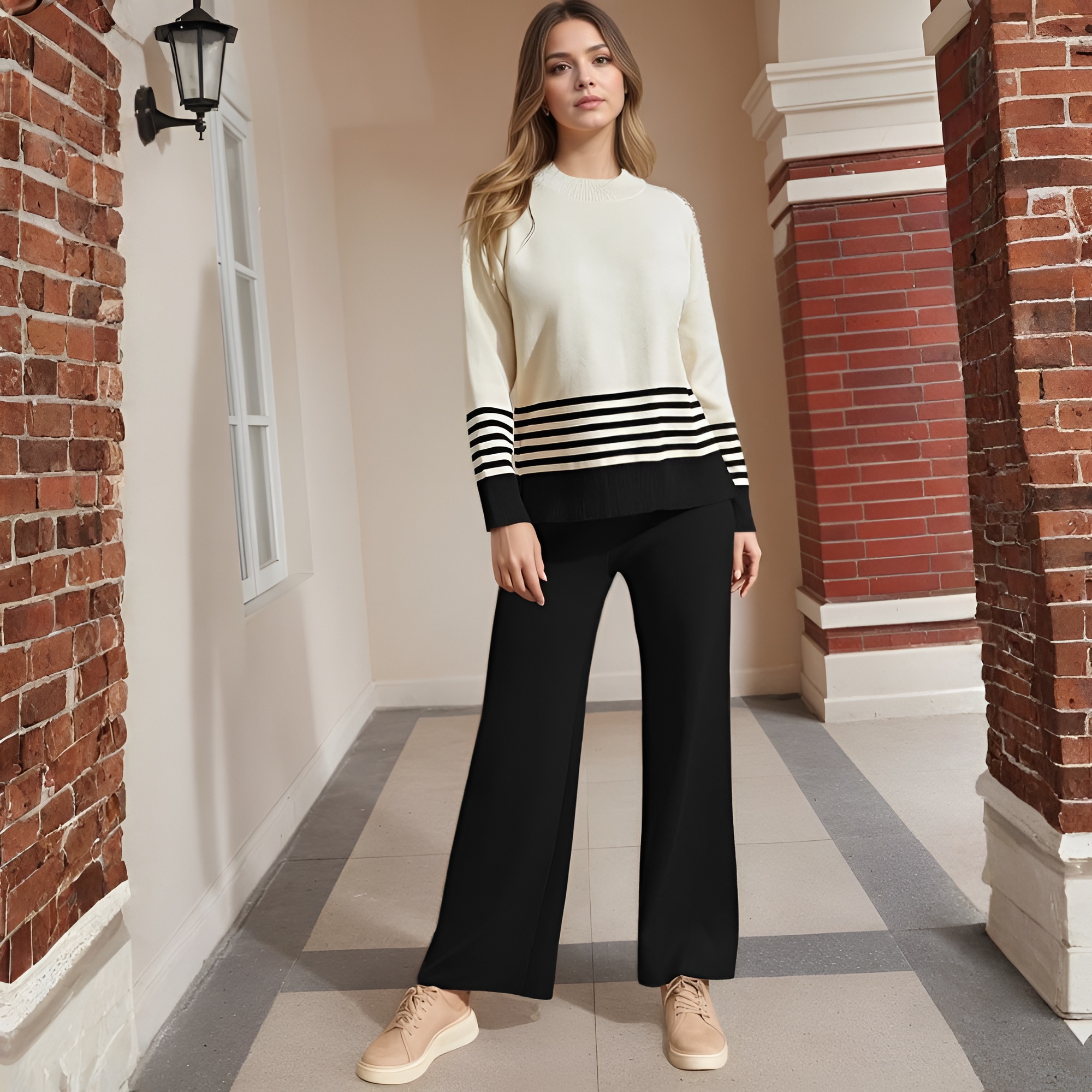 Two Piece Lounge Sets For Women With Knitted Pullover Sweater And Matching Pants - Image 5