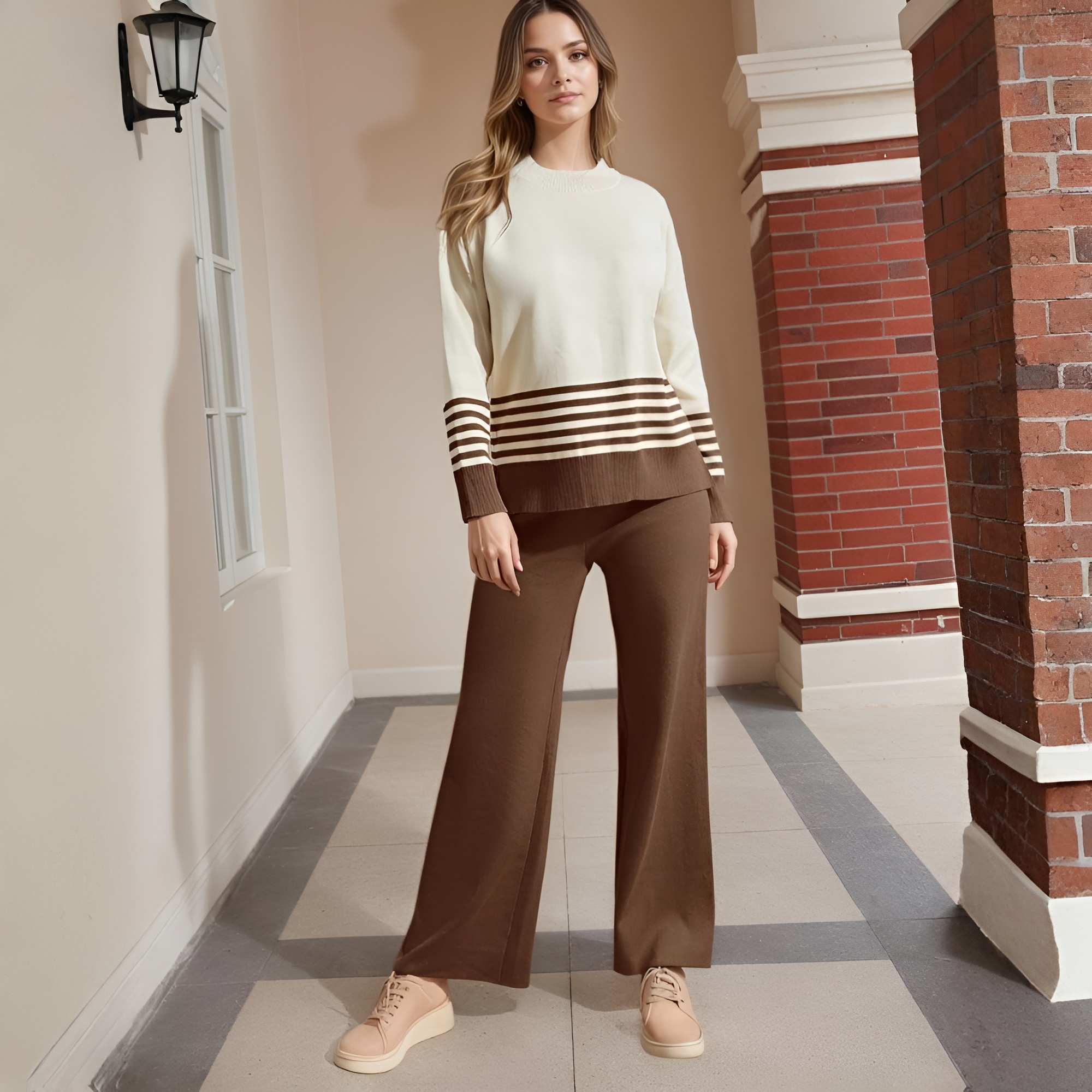 Two Piece Lounge Sets For Women With Knitted Pullover Sweater And Matching Pants - Image 16