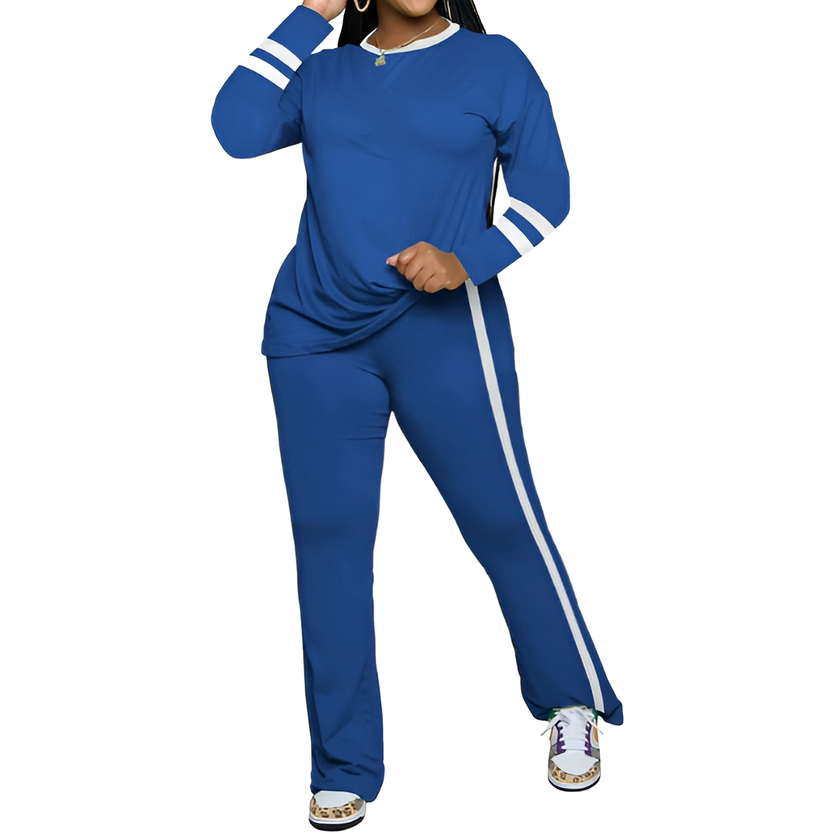 Two Piece Lounge Sets For Women With Long Sleeve Casual Top And Flare Pants - Image 32