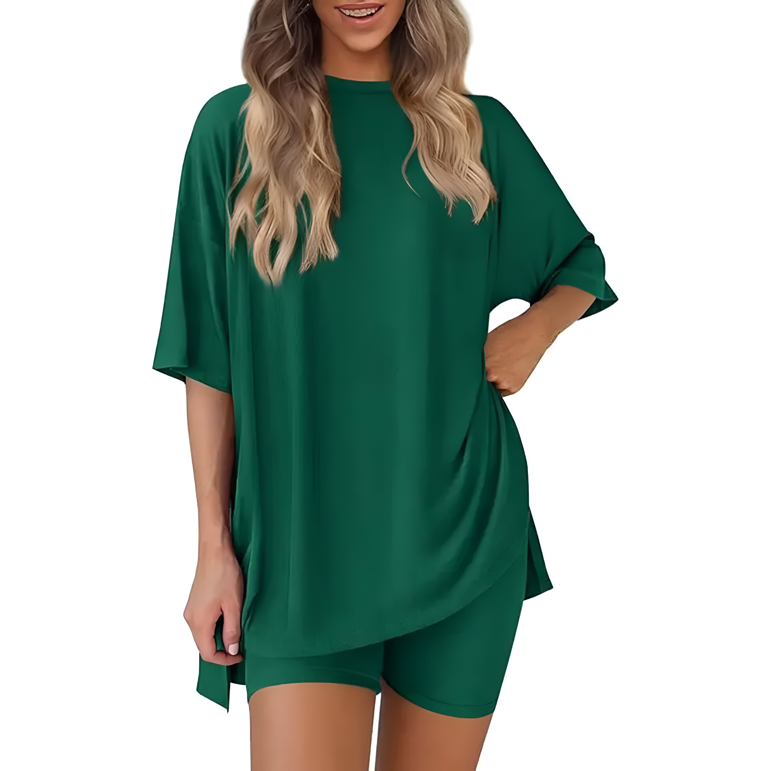 Oversized Top And Shorts Two Piece Lounge Set For Women - Image 2