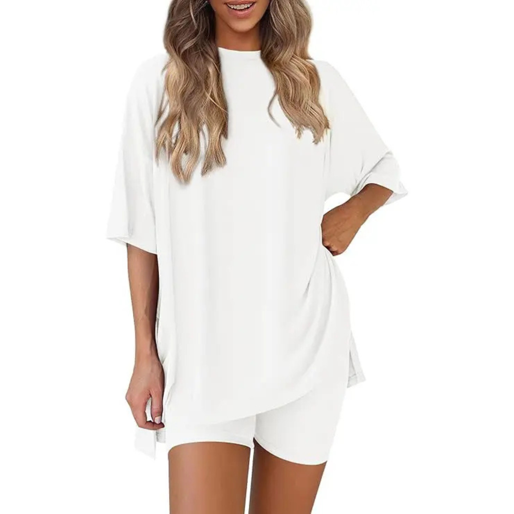 Oversized Top And Shorts Two Piece Lounge Set For Women - Image 8