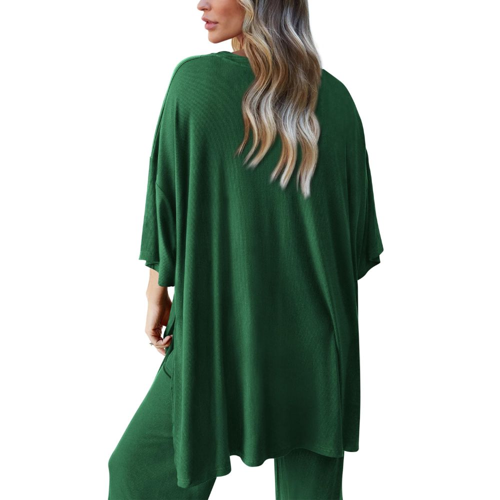 Two Piece Lounge Sets With Short Sleeve T Shirt And Drawstring Shorts With Pockets For Women - Image 16