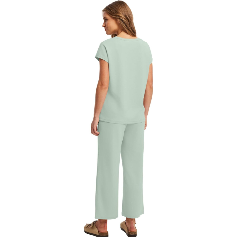Two Piece Lounge Set With Short Sleeve Top And Pants For Women - Image 36