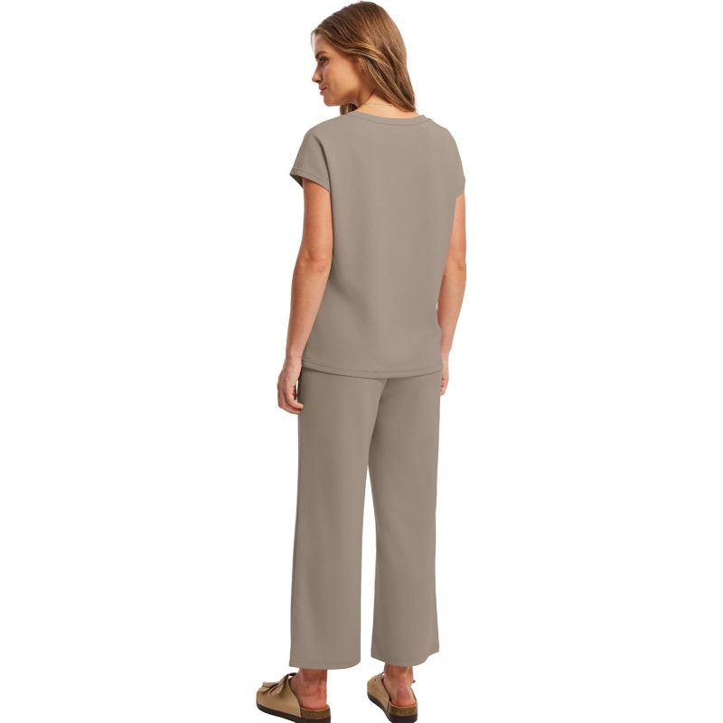 Two Piece Lounge Set With Short Sleeve Top And Pants For Women - Image 33