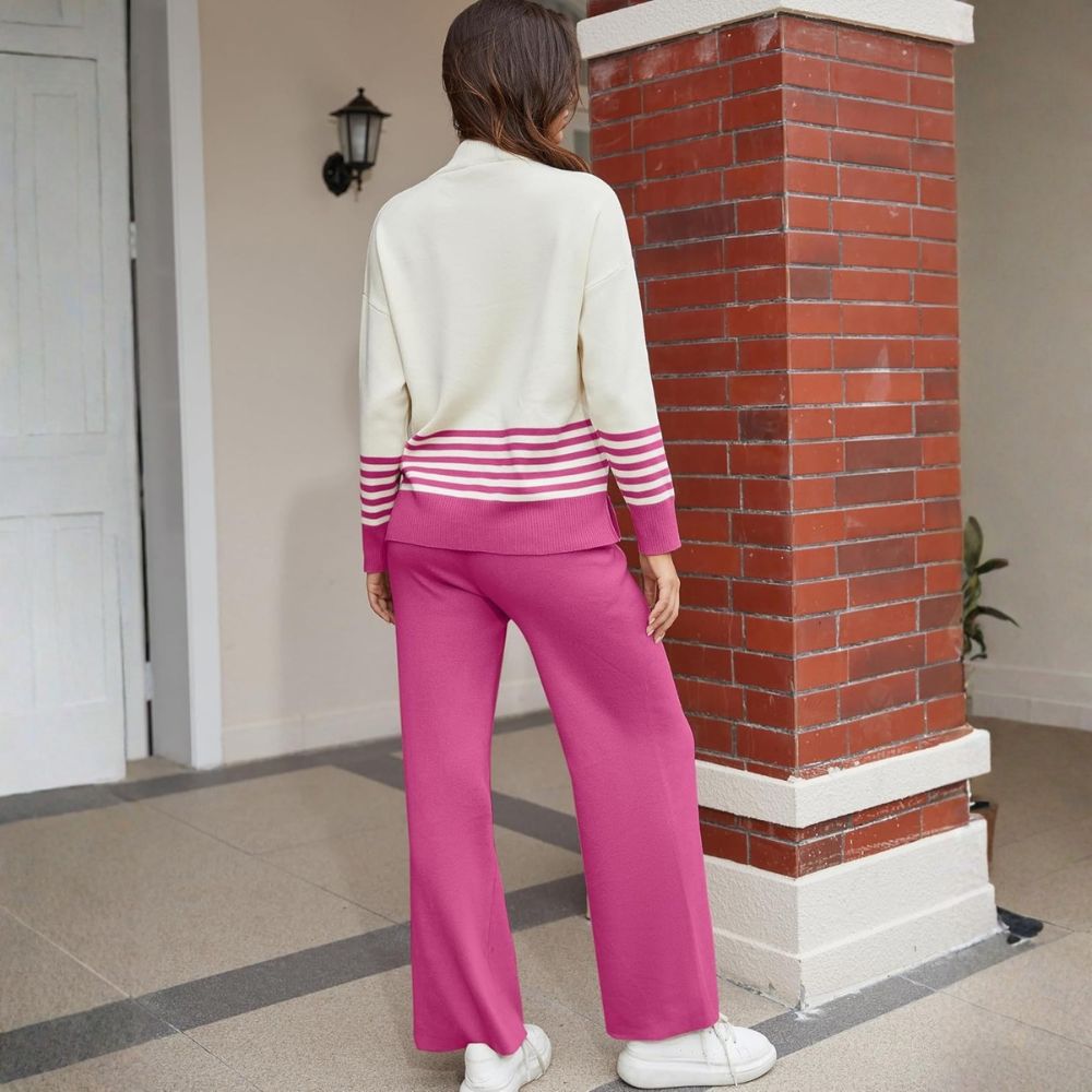 Two Piece Lounge Sets For Women With Knitted Pullover Sweater And Matching Pants - Image 23
